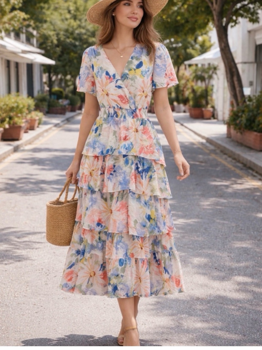 NWT Vince Camuto Ruffle Floral Dress